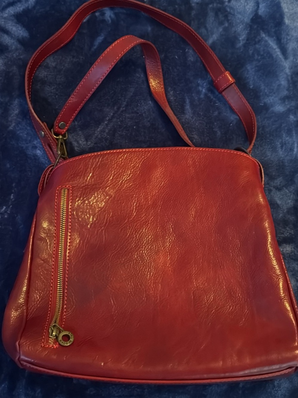 Red Leather Crossbody Bag for Women